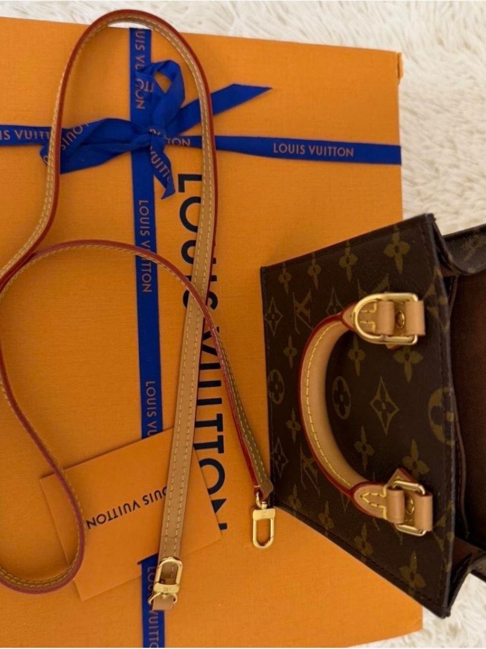 Louis Vuitton Brown Monogram Mini Tote with Tan Handles and Gold Hardware - Picture 2 of 5